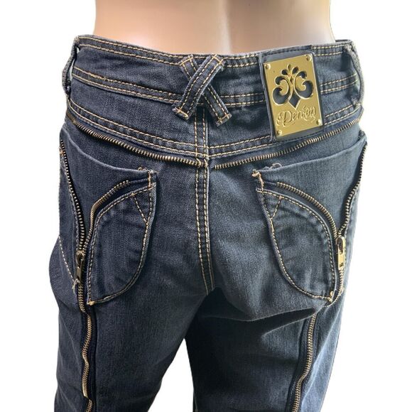 Dereon Dark Wash Contrast Stitching Decorative Pockets Relaxed Fit Jeans 13/14 - Picture 12 of 15